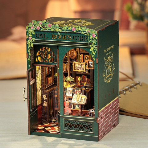 Book Nooks - Owl Bookstore - DIY Book Nook Kit cu LED