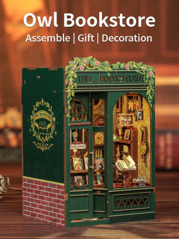 Owl Bookstore - DIY Book Nook Kit cu LED [5]