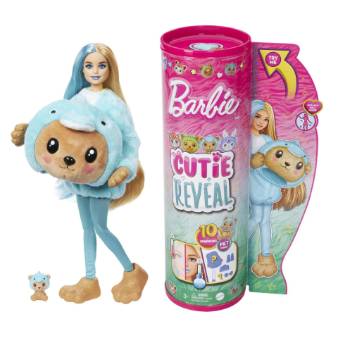 Papusi si Barbie - Papusa Barbie Cutie Reveal Urs in Costum de Delfin