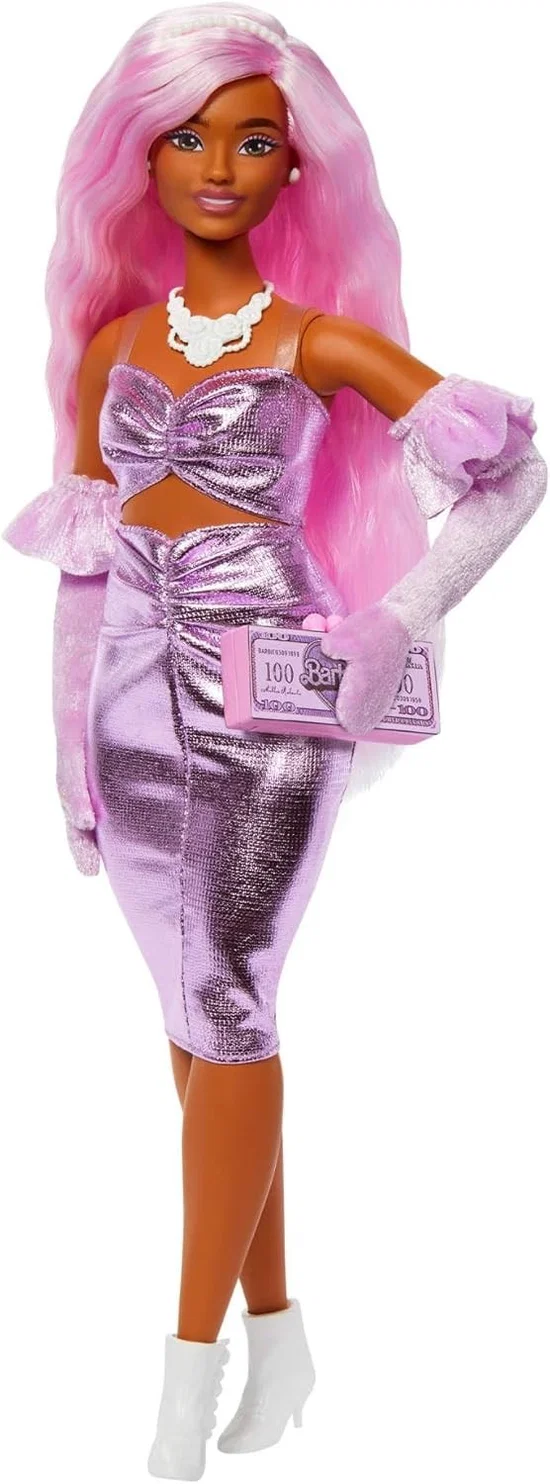 Papusa Barbie Deluxe Style cu Par Roz si Rochie Glam [1]