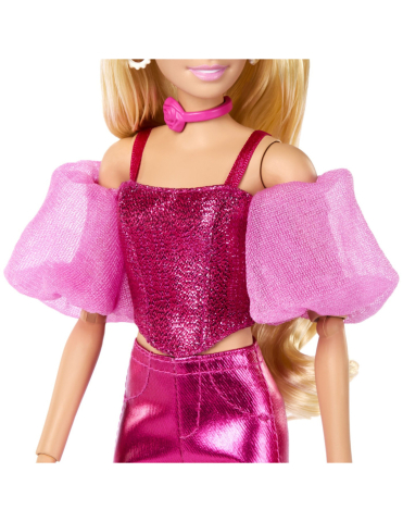 Papusa Barbie Deluxe Style cu Tinuta Roz Metalizat [5]