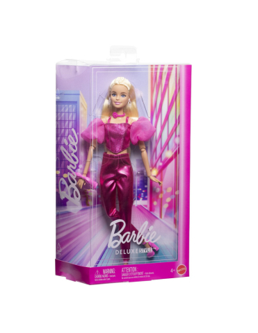 Noutati - Papusa Barbie Deluxe Style cu Tinuta Roz Metalizat