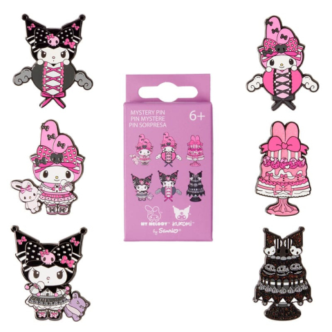 PRECOMENZI - Paramount by Loungefly Enamel Pins Blind Box My Melody and Kuromi Pink and Black Assortment (12)