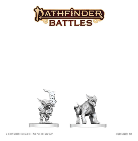PRECOMENZI - Pathfinder Battles Deep Cuts Unpainted Miniature Goblin Commando & Goblin Dog 13 cm