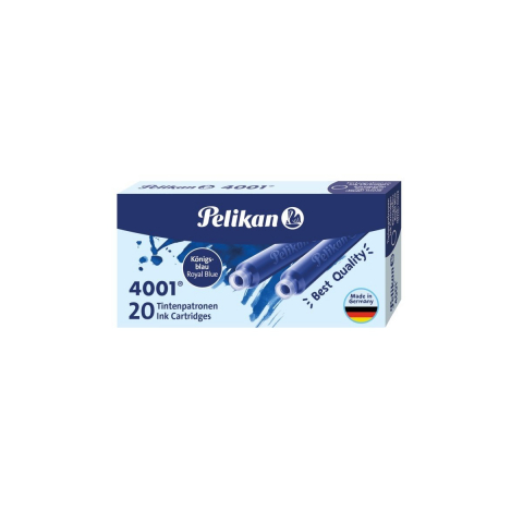 Stilouri - Patroane cerneala Pelikan 4001® – set 20 buc, albastru royal, compatibile standard (TP20)