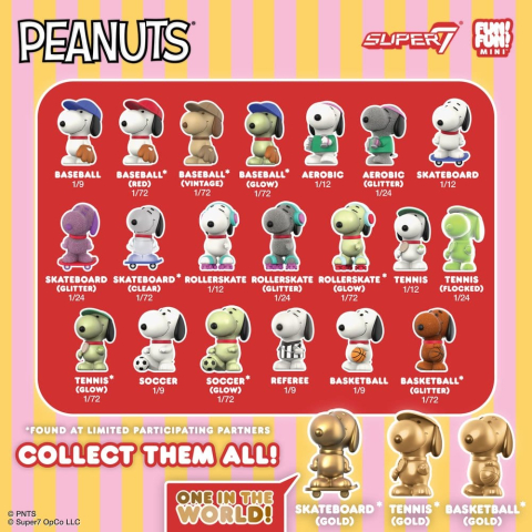 PRECOMENZI - Peanuts Fun! Fun! Mini Figures Wave 01 Athlete Snoopy Blind Box Display (9)
