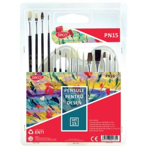 Rechizite, Creativitate, Hobby - PENSULA SET 15 DACO PN 15 - PALETA ACUARELA INCLUSA