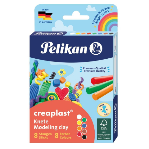 Rechizite, Creativitate, Hobby - Plastilina Creaplast® – set 8 batoane, 160g, culori vibrante, moale si reutilizabila