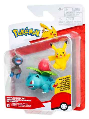 PRECOMENZI - Pokémon Battle Figure Set Action Figures Pikachu, Deino & Ivysaur (3-Pack)