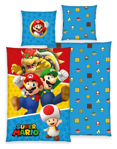 Casa si Cadouri - Pokémon Bed linen Super Mario (Mario, Luigi, Toad, Bowser) 135 x 200 cm