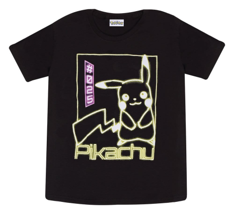 Fashion & Accessories - Pokémon T-Shirt Pikachu Neon Black 9-11 Years