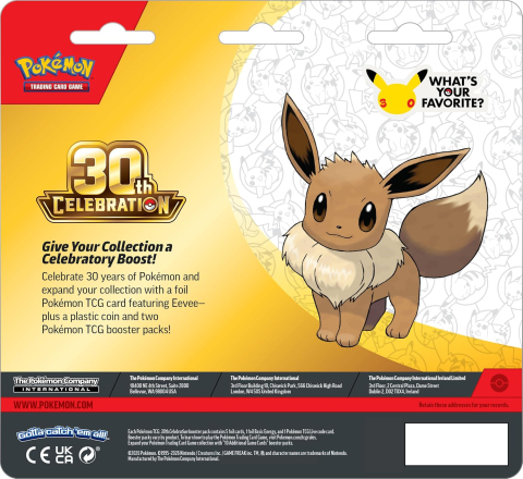 Pokemon TCG 30th Celebration Eevee Blister - 2 Boostere + Promo - Engleza [1]