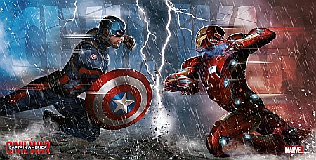 Postere - Poster pe sticla Captain America vs Iron Man