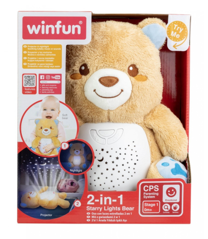 Jocuri si jucarii - Proiector si lampa de veghe Winfun ursulet 2 in 1 cu lumini si sunete