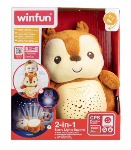 Jocuri si jucarii - Proiector si lampa de veghe Winfun veverita 2 in 1 cu sunete si lumini