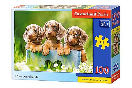 Puzzle cu 100 piese - Puzzle 100 piese Cute Dachshunds Castorland 111213