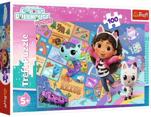 Puzzle cu 100 piese - Puzzle 100 Piese Gabby's Dollhouse Prietenia in Casa Pisicii