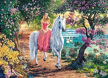 Puzzle 100 piese Printesa pe Unicorn 111114 [1]