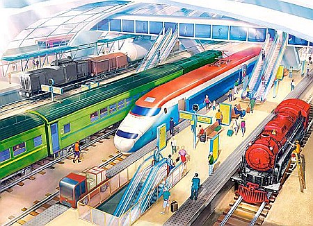 Puzzle 100 piese Train Station Castorland 111190 [1]