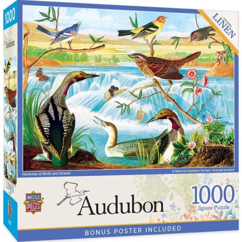 Puzzle 1000 piese - Puzzle 1000 piese Audubon Harmony of Birds & Stream