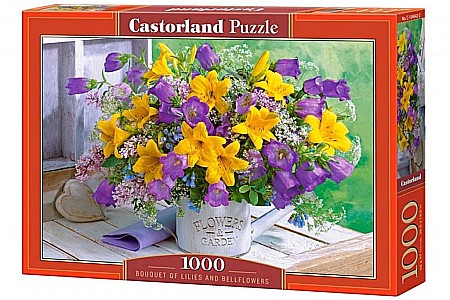 Puzzle 1000 piese - Puzzle 1000 piese Bouquet of Lilies and Bellflowers 104642