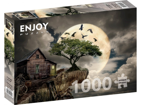 Puzzle 1000 piese - Puzzle 1000 piese Enjoy – A Log Cabin on a Cliff