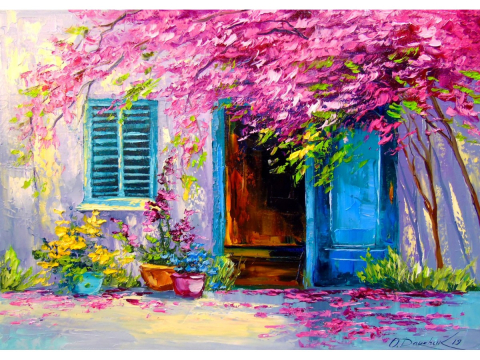 Puzzle 1000 piese Enjoy – Blooming Courtyard [1]