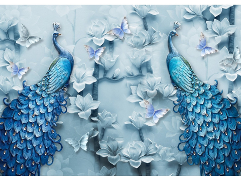 Puzzle 1000 piese Enjoy – Blue Peacocks [1]