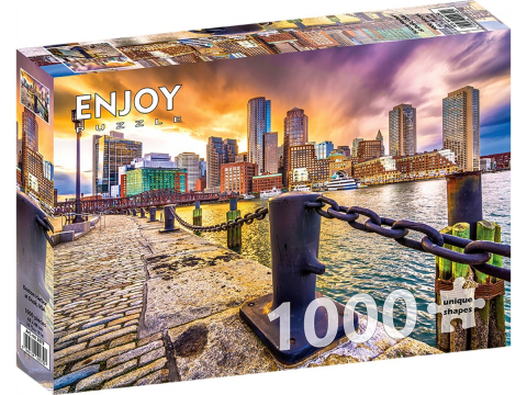 Puzzle 1000 piese - Puzzle 1000 piese Enjoy – Boston Harbor at Dusk, USA
