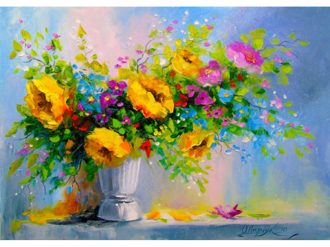 Puzzle 1000 piese Enjoy – Bouquet with Yellow Flowers [1]