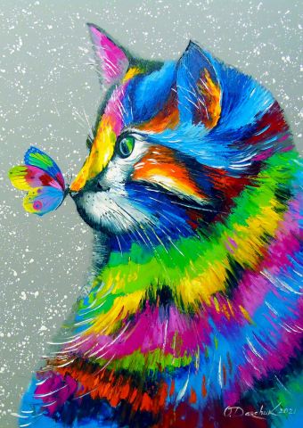 Puzzle 1000 piese Enjoy – Bright Cat and Butterfly [1]