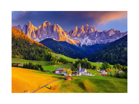 Puzzle 1000 piese Enjoy – Church in Dolomites Mountains, Italy [1]