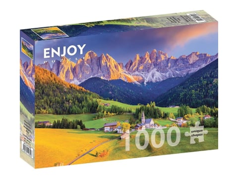 Puzzle - Puzzle 1000 piese Enjoy – Church in Dolomites Mountains, Italy
