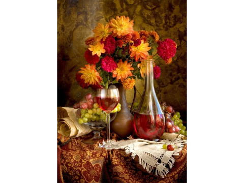Puzzle 1000 piese Enjoy – Dahlias and Wine [1]