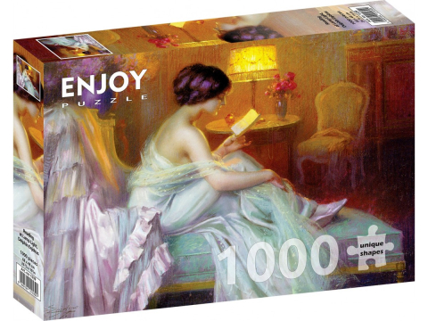 Puzzle 1000 piese - Puzzle 1000 piese Enjoy – Delphin Enjolras: Reading at Lamp Light