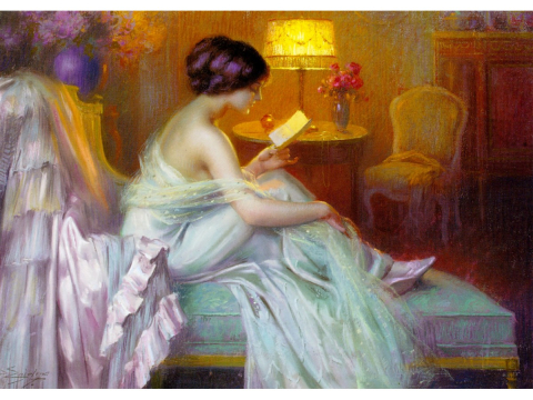Puzzle 1000 piese Enjoy – Delphin Enjolras: Reading at Lamp Light [1]