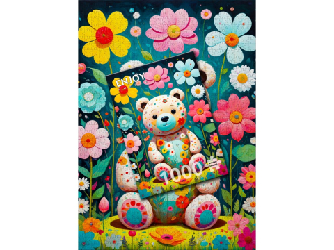 Puzzle 1000 piese Enjoy – Flower Teddy Bear [3]