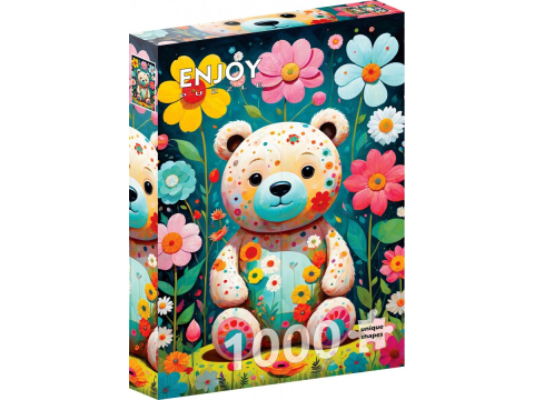 Puzzle - Puzzle 1000 piese Enjoy – Flower Teddy Bear