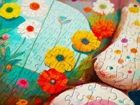 Puzzle 1000 piese Enjoy – Flower Teddy Bear [4]