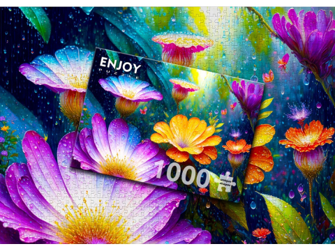 Puzzle 1000 piese ENJOY – Flowers in the Rain [3]