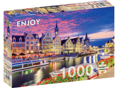 Puzzle 1000 piese - Puzzle 1000 piese Enjoy – Ghent at Twilight, Belgium