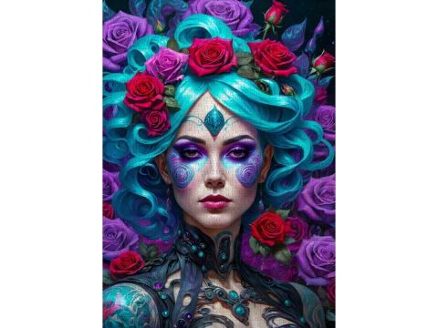 Puzzle 1000 piese Enjoy – Gothic Flowers Portrait [1]