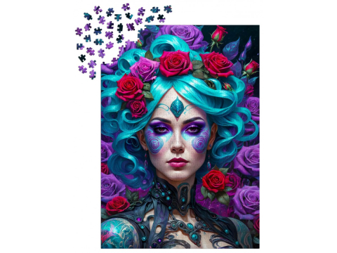 Puzzle 1000 piese Enjoy – Gothic Flowers Portrait [2]