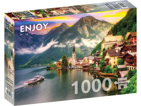 Puzzle 1000 piese - Puzzle 1000 piese Enjoy – Hallstatt Town at Sunset, Austria