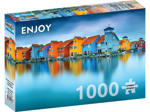 Puzzle 1000 piese - Puzzle 1000 piese Enjoy – Houses on Water, Groningen, Netherlands