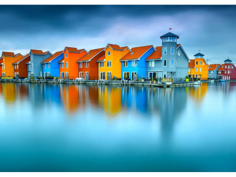 Puzzle 1000 piese Enjoy – Houses on Water, Groningen, Netherlands [1]
