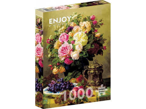 Puzzle - Puzzle 1000 piese Enjoy – Jean-Baptiste Robie: Still Life with Roses