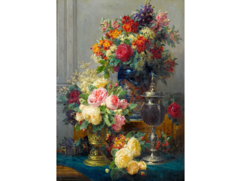 Puzzle 1000 piese Enjoy – Jean Robie Baptiste: Spring Flowers with Chalices [1]