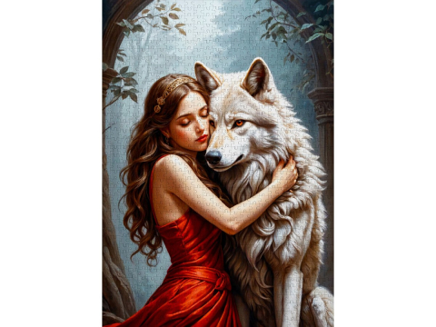 Puzzle 1000 piese Enjoy – Lady and the Wolf [1]