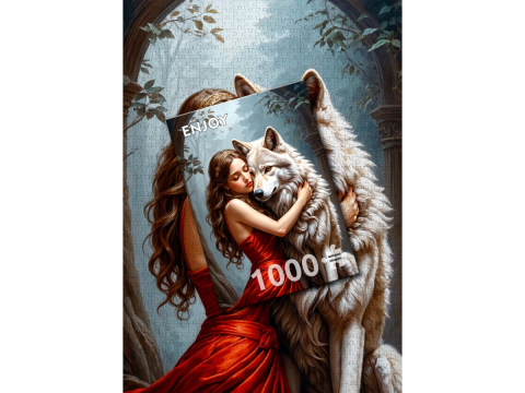 Puzzle 1000 piese Enjoy – Lady and the Wolf [3]